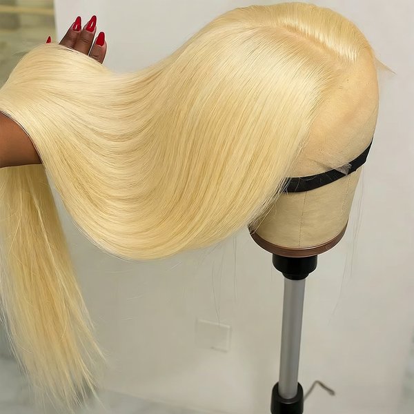 250% densité Blonde 613 dentelle frontale perruques 4x4 fermeture os droit 13X4 dentelle avant perruques 13X6 cheveux humains fermeture perruques pour les femmes