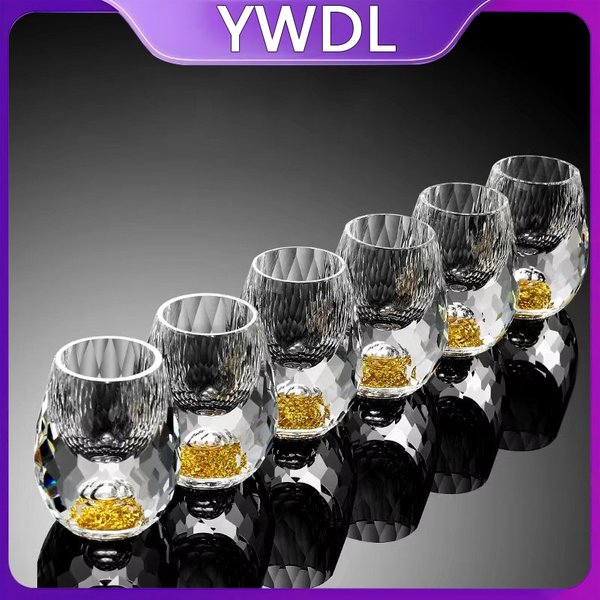 YWDL 6-teiliges 15ml Likör-Kristallgläser-Set Diamantgeschliffene Wodka-Schnapsgläser Whiskey Sake Soju Brandy Teegläser Weingläser