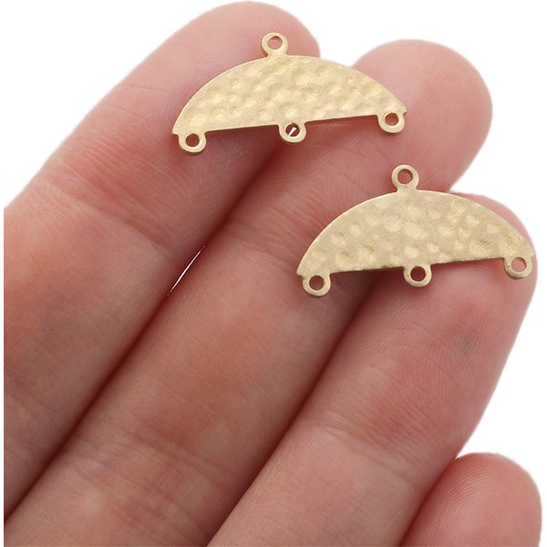 20Pcs Brass Hammered Half Round Connectors Multi-Stranded Holes Chandelier Link Components for Diy Boho Earrings Jewelry Making