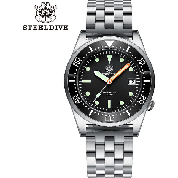 Steeldive Brand SD1979 Stainless Steel Bracelet Super Luminous C3 Blue Dial 200M Waterproof Dive Watch Men