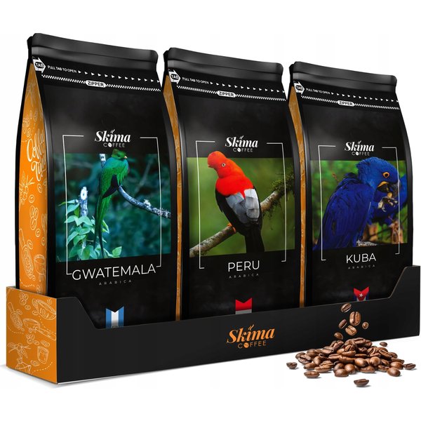 Kawa ziarnista 3x1kg KUBA/PERU/GWATEMALA Świeżo Palona do ekspresu+GRATIS