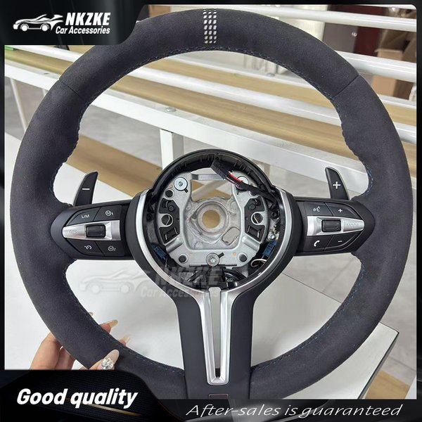 Avec garniture en fibre de carbone pour volant Alcantara pour BMW F01 F10 F20 F22 F30 F31 F32 M2 F87 M3 F80 M4 F82 F90 X5 F15 F16
