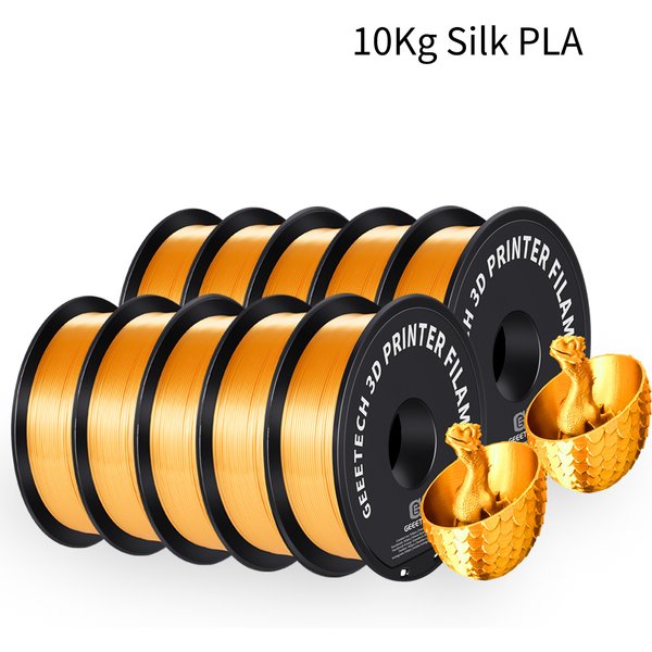 GEEETECH 10 kg 3D-Seiden-PLA-Filament 1,75 mm Spulendraht für 3D-Druckermaterial, Sicherheit, Vakuumverpackung