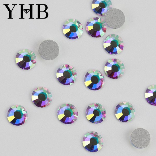 YHB Non-Hotfix High Quality Cold Fixation White Crystal AB Stass Flatback Rhinestones For Nails Decoration DIY Nail Art