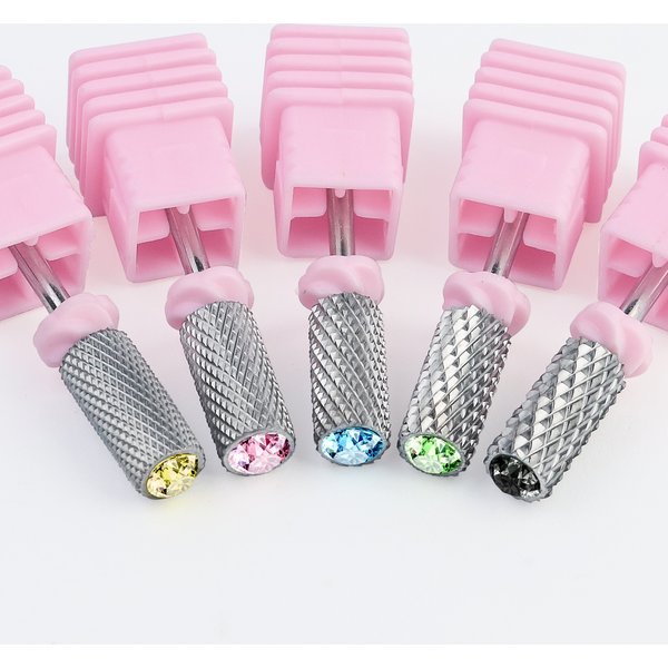 Forets à ongles en carbure, fraise en baril pour manucure, décor de strass, tête de meulage, accessoire de limes à ongles électriques rotatives