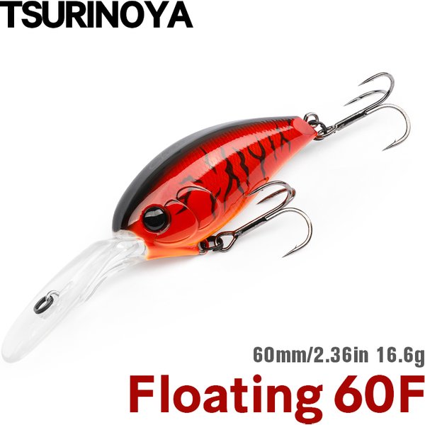 TSURINOYA 60F manivelle leurre de pêche 60mm 16.6g CHASER 0-3m longue coulée flottant artificiel dur appât bar brochet Ajing manivelle