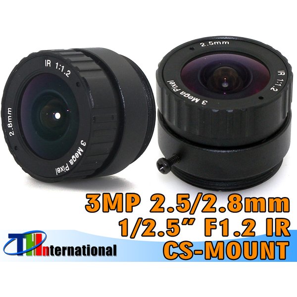Objectif CS 3MP 2,5 mm 2,8 mm adapté aux puces CMOS CCTV 1/2,5' et 1/3' pour caméras IP HD et caméras de sécurité