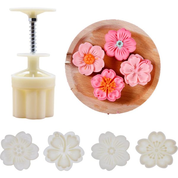 5/7Pcs Jelly Mooncake Mould 30g 50g Sakura Shape Moon Cake Mould Round Cookie Stamps Mid-autumn Festival Baking Tools