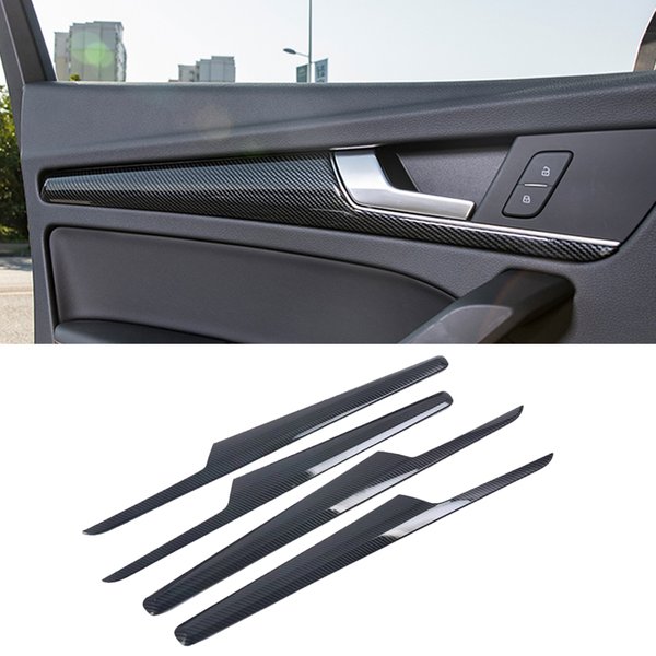 Bandes de panneau de poignée de porte intérieure de voiture, garniture de couverture en Fiber de carbone ABS, pour Audi Q5 FY 2018 2019 2020 2021