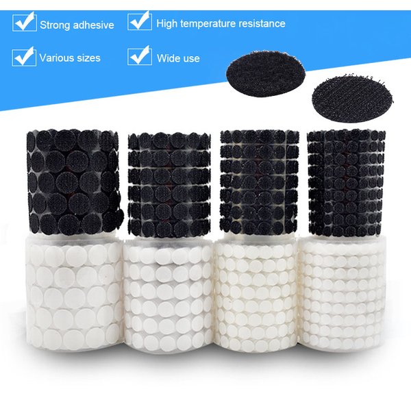 Dots Sticker Self Adhesive Fastener Tape White Black Nylon Round Coin Hook Loop Tape DIY Manual Quiet Book Sofa Carpet Anti-slip