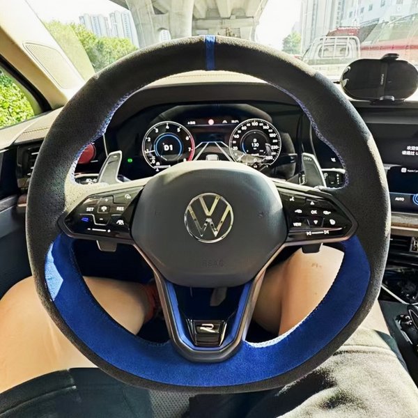 Anpassung Auto Lenkrad Abdeckung Hand Nähen Wildleder Leder Für Volkswagen CC Passat Tuon X Golf 8 Tiguan L 2021-2024