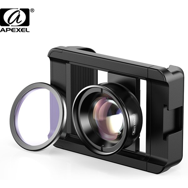 APEXEL Nouveauté Objectif Macro Micro 4K HD 100 mm avec filtre CPL et pince multifonctionnelle pour iPhone, Samsung et tous les smartphones
