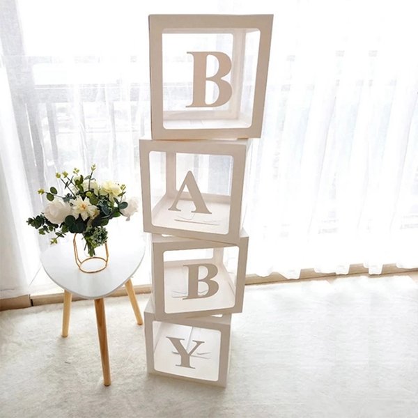 Transparente Buchstaben-Babyparty-Box, Geburtstag, Hochzeit, individueller Name, Ballon-Box, 1. Geburtstag, Party-Dekoration, Kinder-Babyparty, Mädchen, Junge