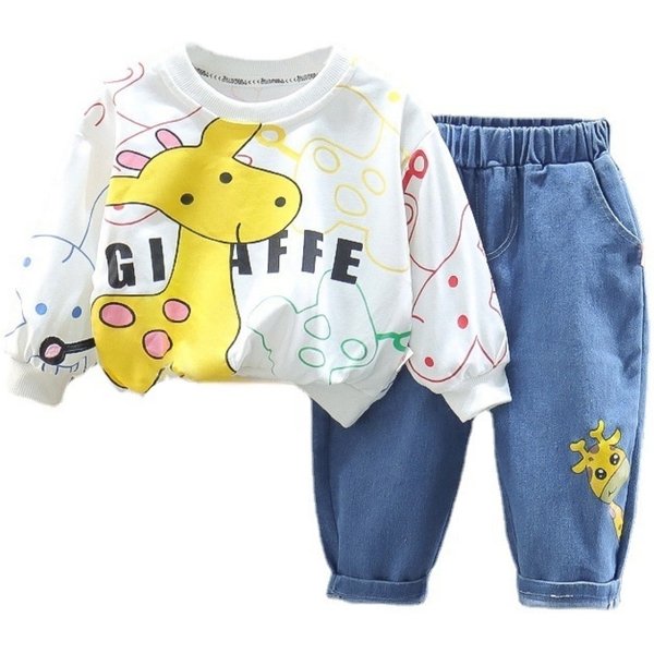 Survêtements décontractés pour enfants, vêtements de printemps et d'automne pour enfants, t-shirt et pantalon de dessin animé pour tout-petits, costume pour bébés garçons, nouveau, 2 pièces par