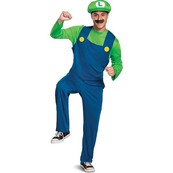 Super Brothers Costume Cosplay Fancy Dress Outfit Halloween Carnival Unisex Mens Women Adult Teens New with Hat and Mustache