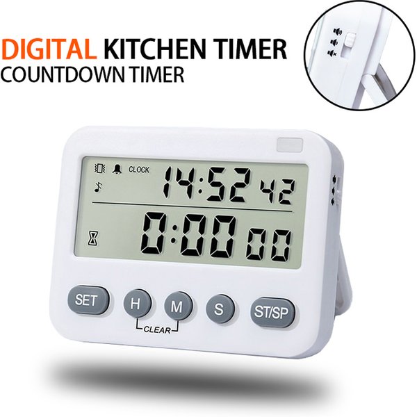 Digitaler Küchentimer, Countdown-Timer, LED-HD-Display, multifunktionaler Wecker, Ton, Blitz, Vibrationserinnerung, Speicherfunktion