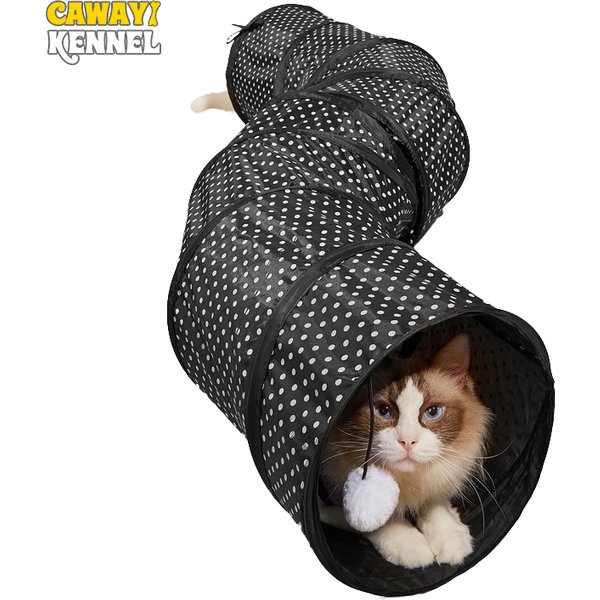 CAWAYI KENNEL Katzentunnel S-förmig Zusammenklappbarer Tunnel für Innen und Außen Katzenspielzeug Platzsparendes Katzentrainings-Spielzeug
