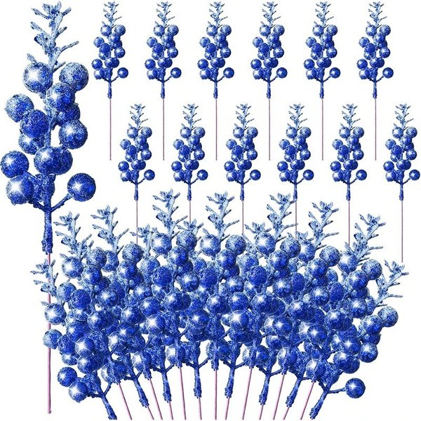 Tiges de baies à paillettes de noël, 5 pièces, 19cm, mousse artificielle, baies couvertes de neige pour décoration d'arbre de noël, artisanat de noël à faire soi-même
