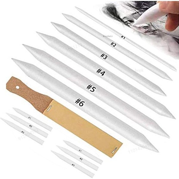 13 PCS Blending Stumps and Tortillions Paper Art Blenders with Sandpaper Pencil Sharpener Pointer Artist Charcoal Sketch Tools