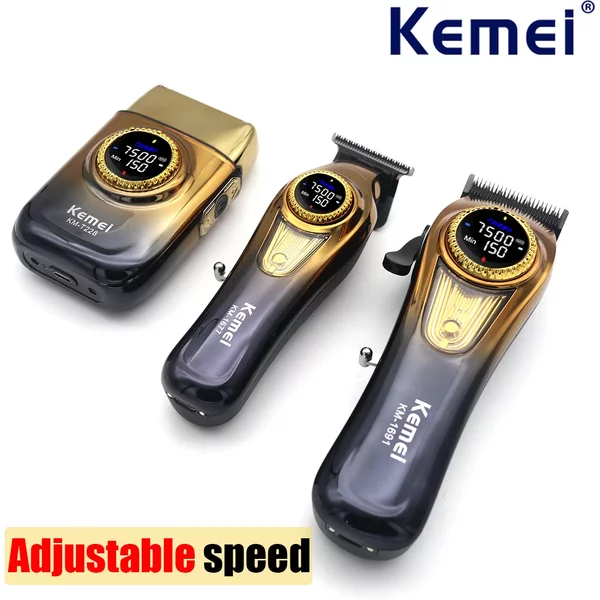Kemei 1691 1677 T228 Professional Barber Cutting Machines Kit Rotation Speed Adjustment LED Display Men's Hair Clipper Trimmer