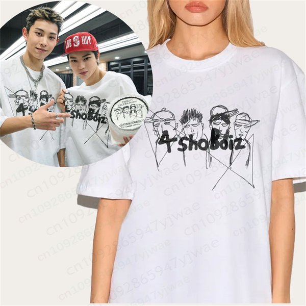 LNGSHOT Member Portrait Grafik-T-Shirt Ohyuan Woojin Louis Ryul Kpop Fashion Retro Shirt Sommer Herren Damen Strand-T-Shirt