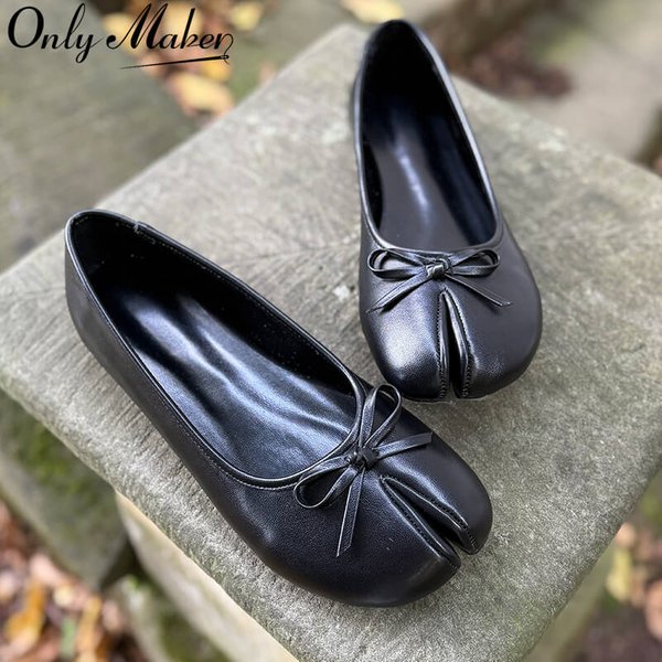 Onlymaker – Ballerines à bout fendu pour femme, style rétro élégant, grandes tailles, confortables, pour le quotidien, printemps-automne, à enfiler
