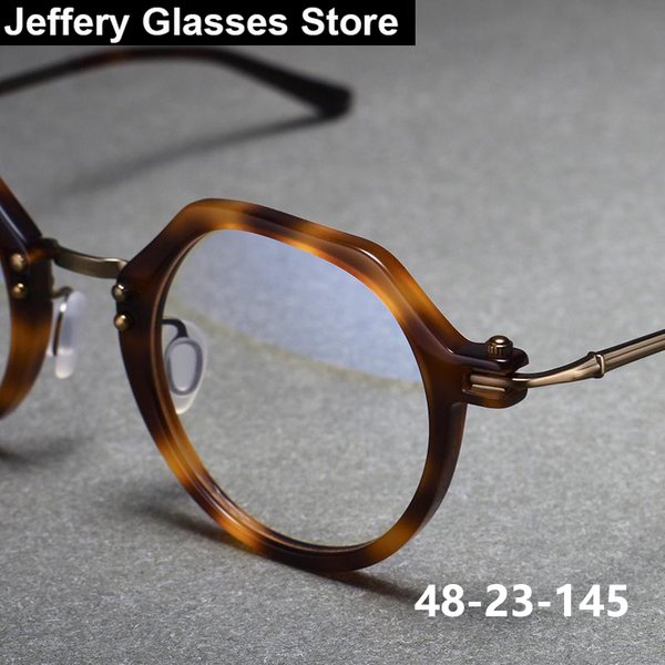Japanische Vintage Polygon Acetat Titan Brille Rahmen Männer Frauen Retro Ultraleicht Marke Design Brillen Handgemachte Brillen Gafa