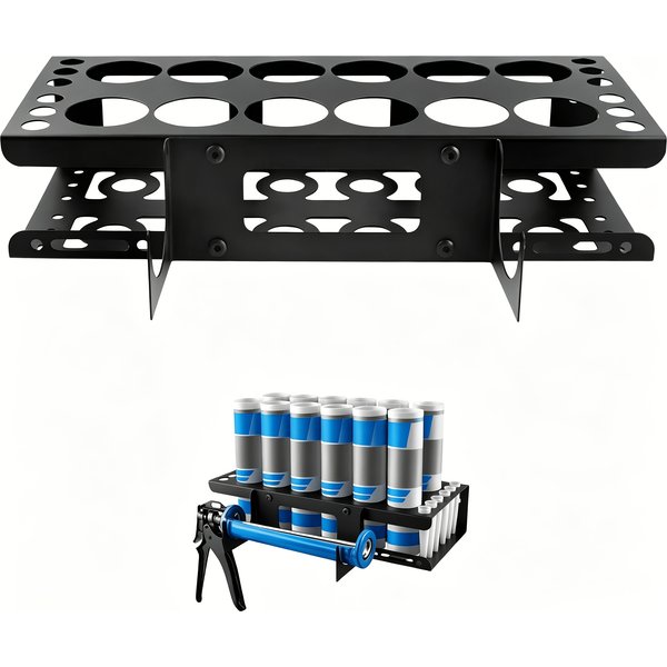 Caulk Tubes Holder Caulking Gun Storage Rack, Wall Mount Organizer for 12 Caulk Tubes and Caulking Guns for Garage, Workshop