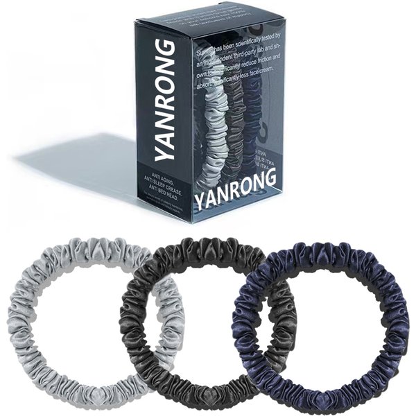 2PCS Box 100% Natural Silk Solid Color Hair Ties High Quality Hair Scrunchies (22Momme) Women Big Hairbands Hair Accessories
