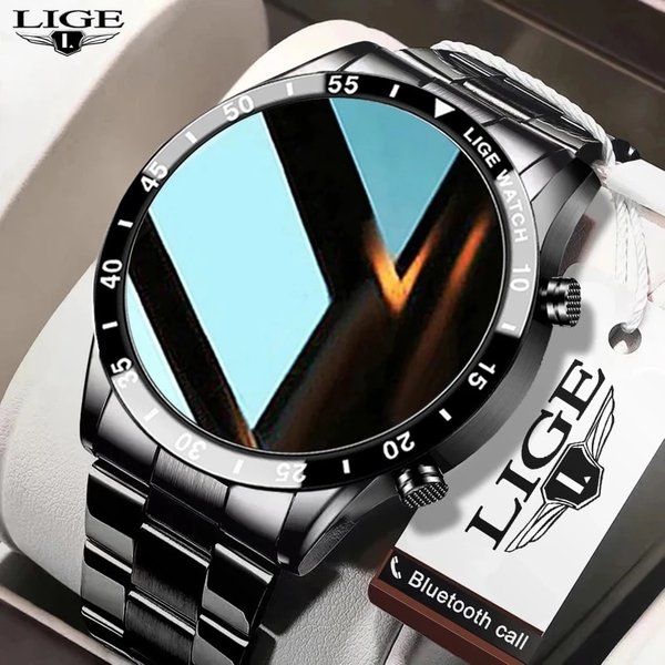 LIGE 2024 Smart Uhr Männer Voller Kreis Touchscreen Bluetooth Anruf Männer Smartwatch Wasserdichte Sport Aktivität Fitness Uhr + Box
