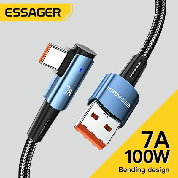 Essager-Câble USB de type C pour OPPO, 100W, charge rapide, 90, résistant, Honor, Huawei P40, Oneplus, Realme Data, 7A