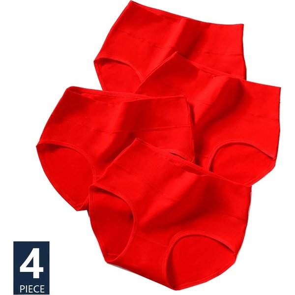 4Pcs/Set Women Panties Cotton Good Luck Red Intimates Soft Breathable Comfort Underpants Female Underwear Seamless Girls Briefs