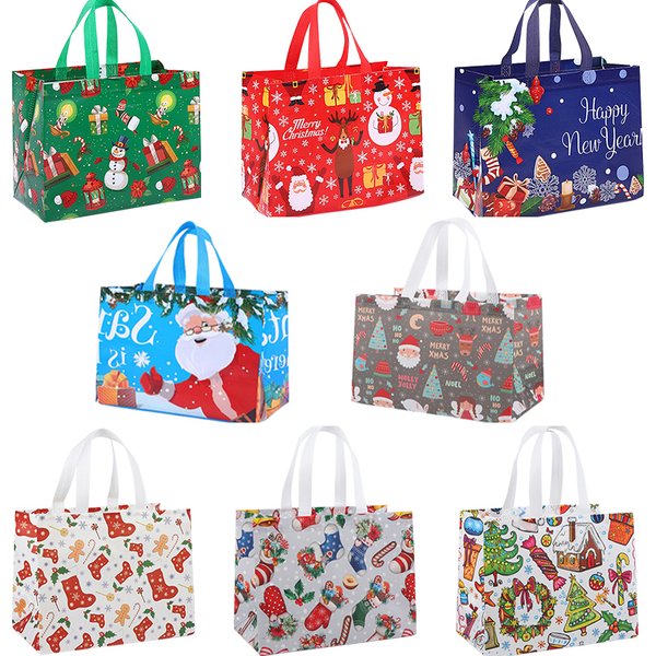 4/8 pièces sacs fourre-tout de noël avec poignées sacs cadeaux de noël Non tissés sacs de friandises père noël bonhomme de neige décorations de fête Navidad Natal Noel