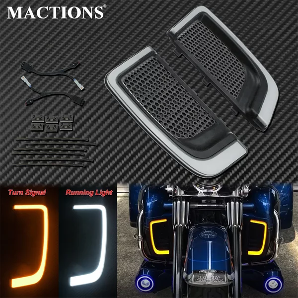 Motocykl kierunkowskaz LED do biegania owiewka dolne grille jasne czarne dla Harley Touring Tri Road Street Electra Glide FLHTCU
