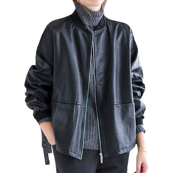 Amax luluE Herbst Frauen Mode Biker Kleidung Frauen Lose Vintage Faux Leder Jacken Luxus Punk Pu Mäntel Schwarz Oberbekleidung