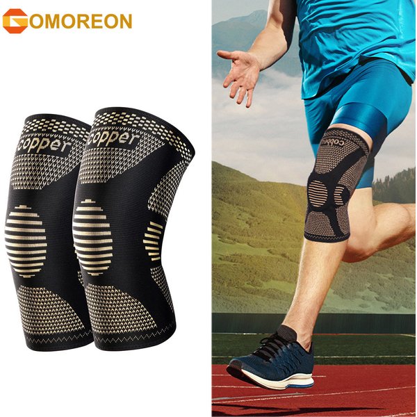 1 paire de genouillères en cuivre, manchons de compression pour hommes et femmes - Genouillères pour la course à pied, déchirure du ménisque, ACL, arthrite