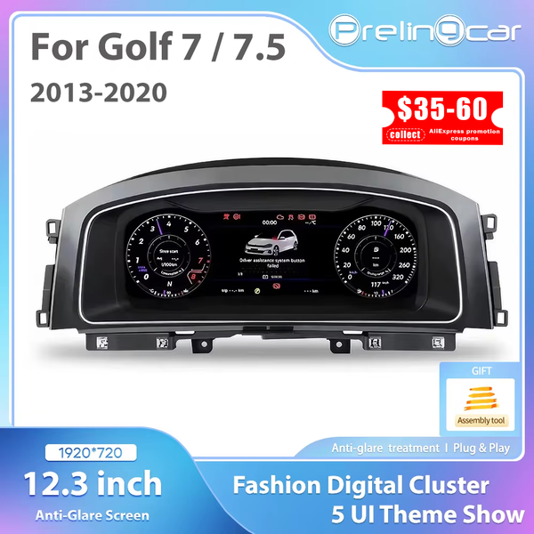 12,3'' LCD-Digital-Armaturenbrett-Cluster für VW Golf7 MK7 2013–2020 Jahre Ntg4.5 Autoradio-Instrumententafel-Cockpit