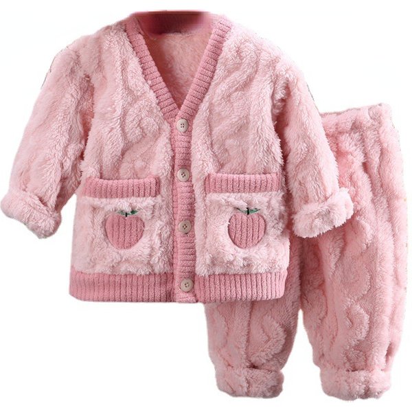 New Winter Sleepwear Baby Girls Clothes Children Warm Long Sleeved Pajama Top And Pants Toddler Casual Costume Kids Tracksuits