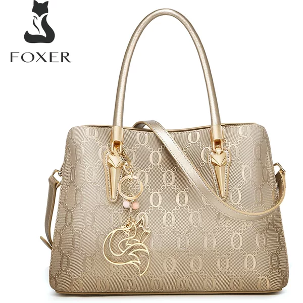 Sac à main monogramme en cuir pleine fleur FOXER pour femme, sac à bandoulière en cuir de vachette de luxe, sac à bandoulière élégant pour femme, cadeau pour épouse