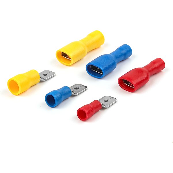 6.3mm Female Male PVC Connector Electrical Wiring Connector Insulated Crimp Terminal Spade Blue Yellow Red FDFD MDD2