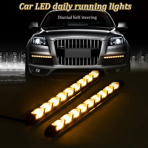 Feux de jour LED DRL pour voiture, bande lumineuse de sauna étanche, clignotant rouge dynamique, lampe séquentielle automatique à débit jaune 12V, 2 pièces