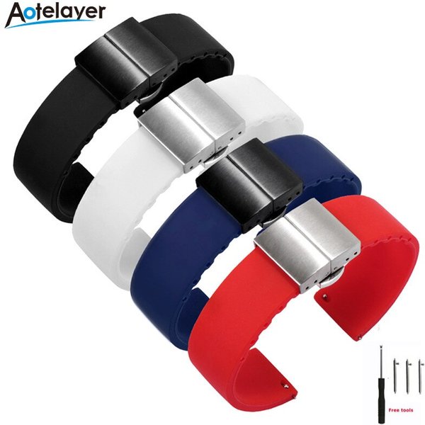 Bracelet de montre en silicone souple à dégagement rapide, haute qualité, bracelet papillon, accessoires de bracelet, 16mm, 18mm, 20mm, 22mm, 24mm