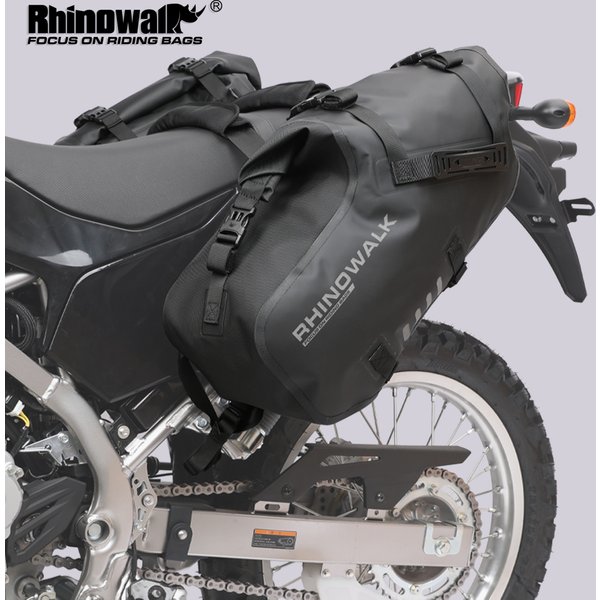 Rhinowalk Motorradtasche, 100 % wasserdicht, 18 l/28 l/48 l, großes Fassungsvermögen, 2 Stück, universelle Passform, Motorrad-Gepäcktasche, Sattel-Seitentaschen