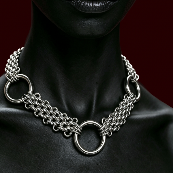 Collier Géométrique Personnalisé Punk Grunge Rock avec Chaîne à Pointes, Bijou Gothique Y2K Tendance Fait Main, Accessoire Hip Hop