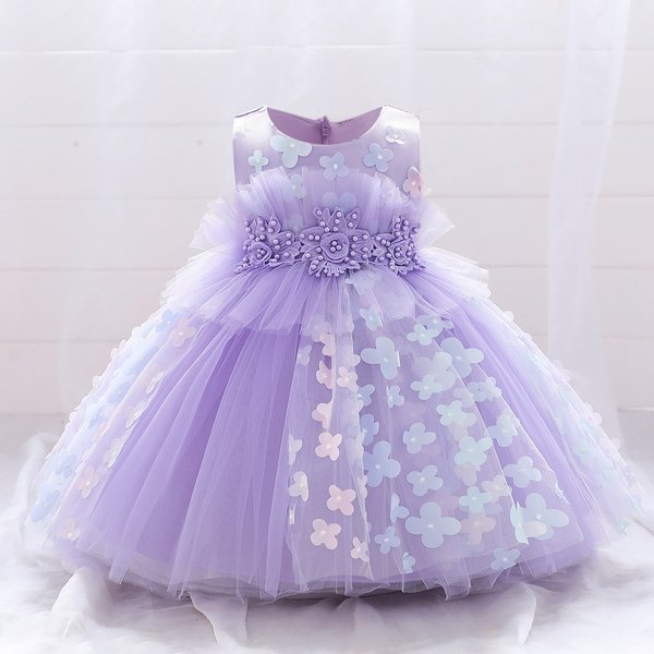 Sommer Blume Weiß Hochzeit Baby Mädchen Kleider Kleinkind Neugeborene Taufe 1. Geburtstag Bogen Spitze Prinzessin Kleid Party Kind Kleidung