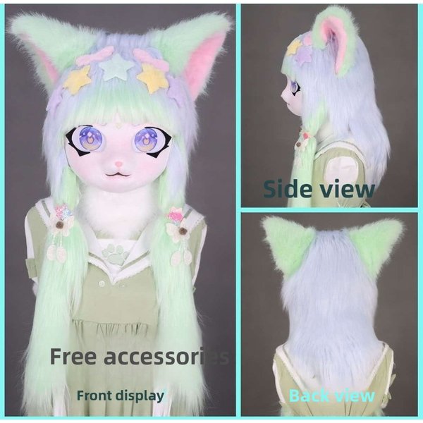 Accessoires de tête Fursuit, Masque de cosplay Furry Kig, Base de patte, Comiket, Kigurumi, Animal, Chat, Peluche, Bête, Costume de jeu de rôle d'Halloween