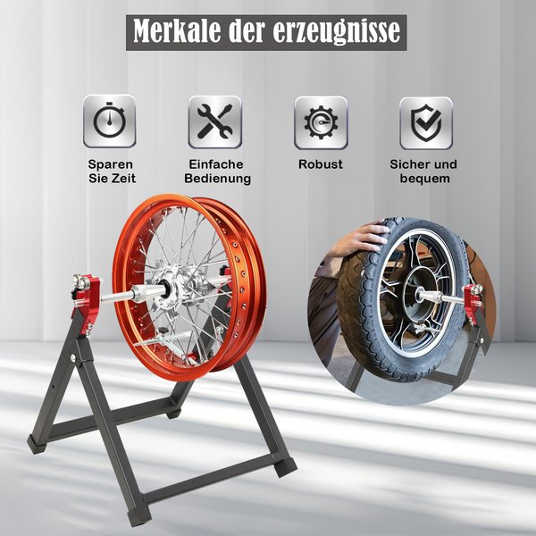 Motorrad-Radauswuchtmaschine, statischer Auswuchtständer mit Präzisions-Werkzeugsatz für die meisten Motorradräder, unterstützt Felgenbreiten bis zu 5", Felgengrößen bis zu 23", Lagerdurchmesser über