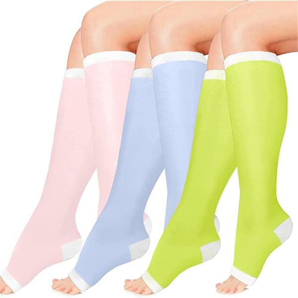 Medizinische Waden-Kompressionsstrümpfe, Krampfadern, formende, abgestufte Druckstrümpfe, elastische, kniehohe Strümpfe mit offener Spitze, S-XL