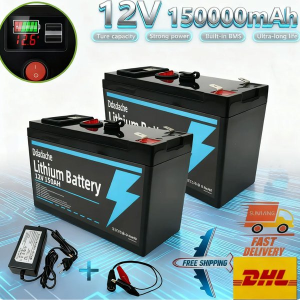 LiFePO4 12V 150Ah Lithium-Ionen-Batterie, verwendet für USV, Wohnmobil, Boot, Kajak-Explorer, Solarpanel, elektrisches Spielzeugfahrzeug, Roller-Batterie