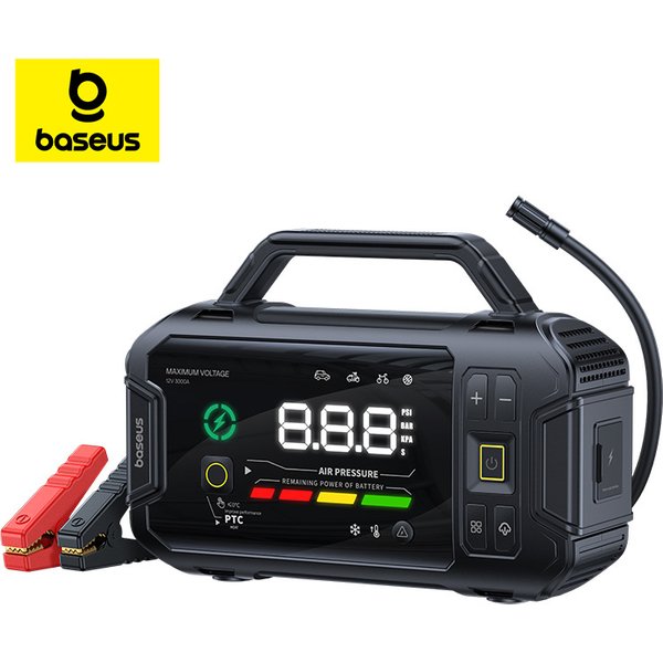 Baseus VJ1 3000A Jump Starter 4 in 1 150PSI Air Compressor Power Bank 21600mAh Car Battery Emergency Boosters Portable Starting Device